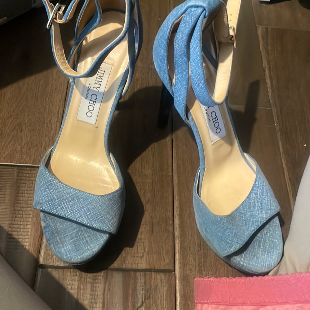 Jimmy chop denim heels